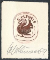 Simonsen, Kjeld (?-?): Ex Libris Lorenz May, Mókus, Rézkarc, Papír, Jelzett, 3,5×2,5 Cm - Otros & Sin Clasificación