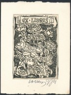 Evald Okas (): Ex Libris Erna Ja Boris Varm. Rézkarc, Papír, Jelzett, 9×6.5 Cm - Otros & Sin Clasificación