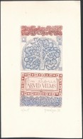 Mayer Jelzéssel: Ex Libris Arvid Vilms, Rézkarc, Papír, Jelzett, 11×6 Cm - Otros & Sin Clasificación