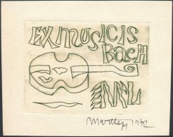Mart Lepp (1947-): Ex Musicis Bach Ex Libris. Rézkarc, Papír, Jelzett, 6,5x9 Cm - Other & Unclassified