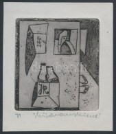 Saule Kisarauskiene (1937- ): Ex Libris J. R. Rézkarc, Papír, Jelzett, 7.5×7 Cm - Other & Unclassified