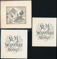 Kertes Kolmann JenÅ‘ (1904-1974): 3 Ex Libris, Klisé, Papír,pecséttel Jelzett 7x8 Cm - Other & Unclassified