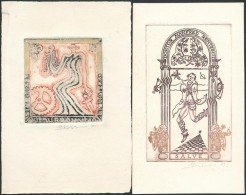 Katauskas, Savinijus (1936- ): 2 Db Ex Libris, Egyedi Mélynyomás, Papír, Jelzett, 11,5×7... - Otros & Sin Clasificación