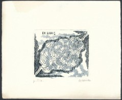 Gyarmati Lea (1938-): Ex Libris Labirintus. Horganymetszet, Papír, Jelzett, 7x8 Cm - Otros & Sin Clasificación