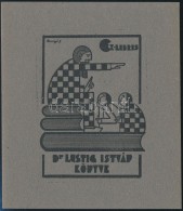 Dinnyés Ferenc (1886-1958): Ex Libris, Dr. Lustig István. Klisé, Papír, Jelzett A... - Sonstige & Ohne Zuordnung