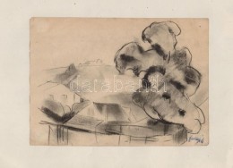 Ducsay Béla (1893-1967): Zebegényi Táj, Szén, Papír, Jelzett, 15,5×21 Cm - Otros & Sin Clasificación