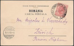 1903 Képeslap 'CONSPOLI - CONSTANTA - BUCURESCI' Tengeri Postával Svájcba / Sea Post Card To... - Altri & Non Classificati