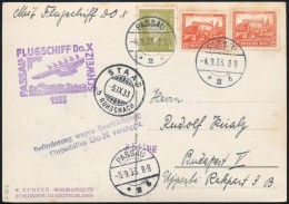 1933 A Dornier Do. X Elmaradt Budapesti Repülésére Feladott Képeslap / Postcard Mailed... - Otros & Sin Clasificación