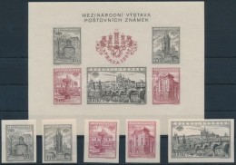 ** 1955 Praga´55 Bélyegkiállítás Vágott Sor Mi 934-938 B + Blokk 16 B - Altri & Non Classificati