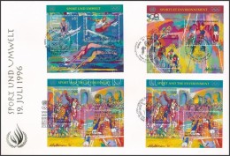 Bécs, Genf, New York 1996 Olimpiai Játékok 4 Klf Blokk Mi 7,8 13(2x) FDC-n - Other & Unclassified