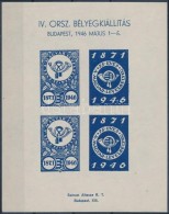 ** 1946/1ab Országos Bélyegkiállítás I. Emlékkisív  (4.500) - Sonstige & Ohne Zuordnung