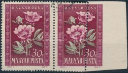 O 1950 Virág 30f Látványosan Elfogazott ívszéli Pár  / Mi 1112 Margin... - Sonstige & Ohne Zuordnung