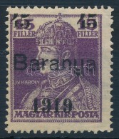 ** Baranya I. 1919 Károly 45f/15f Próbanyomat Bodor Vizsgálójellel (**25.000) - Otros & Sin Clasificación