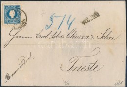 1861 15kr + Vágott 10kr Ajánlott Levélen '(PES)TH Abends' - Trieste - Otros & Sin Clasificación