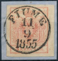 1850 3kr MP I.b Világos Paradicsom Piros, Gravurtype 2-2 ,,FIUME 1855' Certificate: Steiner - Otros & Sin Clasificación
