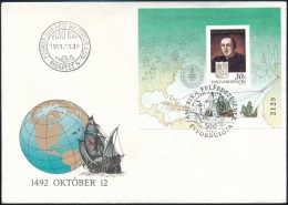 1991 Amerika Felfedezésének 500. évfordulója Vágott Blokk FDC-n (12.000) - Autres & Non Classés