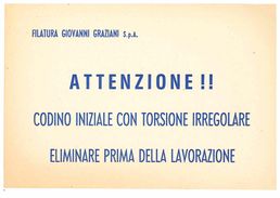 BUSTO ARSIZIO - BIGLIETTINO FILATURA GIOVANNI GRAZIANI - Busto Arsizio