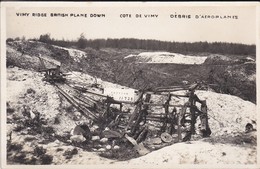 MILITARIA---carte-photo--vimy Ridge- British Plane Down--cote De Vimy Débris D'aéroplanes--voir 2 Scans - Accidents