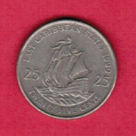 EAST CARIBBEAN STATES   25 CENTS 1999 (KM # 14) - Caribe Oriental (Estados Del)