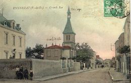 ENNEZAT GRANDE RUE (CARTE TOILEE ET COLORISEE) - Ennezat