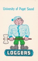 Tacoma Washington, University Of Puget Sound, Logging Lumberjack Mascot Symbol, C1970s Vintage Postcard - Tacoma