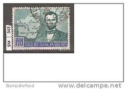 SAN MARINO, 1959, Anniversario Nascita A. Lincoln, L. 10 Usato - Usati