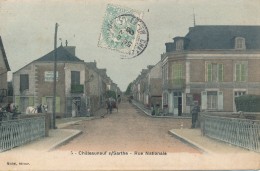 CPA 49 CHATEAUNEUF SUR SARTHE Carte Rare Rue Nationale Animée Colorisée - Chateauneuf Sur Sarthe