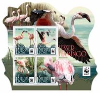 Sierra Leone 2017, WWF, Flamingo, 4val In BF - Flamants