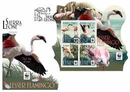 Sierra Leone 2017, WWF, Flamingo, 4val In BF In FDC - Flamants