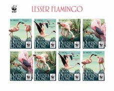 Sierra Leone 2017, WWF, Flamingo, Sheetlet Of 2sets IMPERFORATED - Flamants