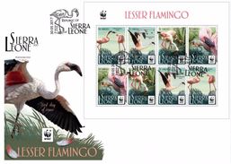 Sierra Leone 2017, WWF, Flamingo, Sheetlet Of 2sets In FDC - Flamingo