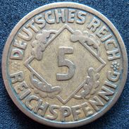 LaZooRo: Germany 5 Reichspfennig 1925 F VF / XF - Large 5 - 5 Renten- & 5 Reichspfennig