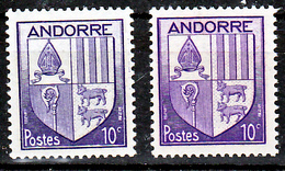 Andorre  93 Vallée Variété Violet Et Violet Gris Neuf ** TB Mnh Sin Charnela - Neufs