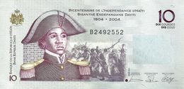 HAITI 10 GOURDES MAN 200 YEARS INDEPENDENCE FRONT & CASTLE BACK DATED 2004 P272(?) UNC  READ DESCRIPTION - Haiti