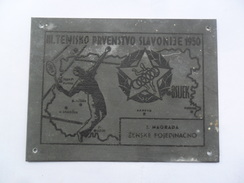 TENNIS PLAQUE, PLAKETA TENISKO PRVENSTVO SLAVONIJA, OSIJEK 1950 CROATIA - Sonstige & Ohne Zuordnung