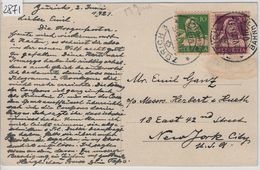 1921 Tell 153/164x 154/165x Rollen Mit Klebestelle - Stempel: Zürich Bahnhof To New York AK Varese 2.VI.21 - Coil Stamps
