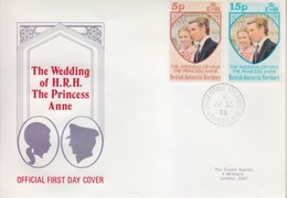 N° 60 Et 61 (princesse Anne) Oblitérés 1° Jour 23 DEC 73 Argentine Islands Sur FDC - FDC