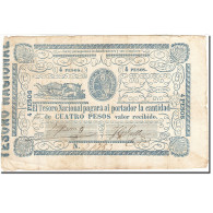 Billet, Paraguay, 4 Pesos, 1865, Undated (1865), KM:24, TTB - Paraguay