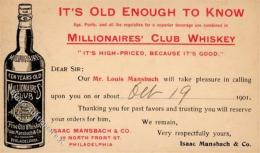 USA - GSK 1901 Millionaires WHISKY, Isaac Mansbach, Philadelphia I-II - Sonstige & Ohne Zuordnung