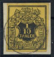 Hannover, Mi.Nr.5, 1851, 1/10 Th/3 Sgr Gelb, Vollrandig, Schwarzer K1 OSNABRÜCK 2./2", Prachtbfst." - Sonstige & Ohne Zuordnung