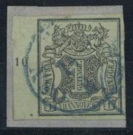 Hannover, Mi.Nr.2, 1851, 1 Ggr. Auf Olivgrau, Randstück, Reihenzahl 10", Vollrandig, A. Bfst., Gest. "OSN(ABRÜ - Sonstige & Ohne Zuordnung