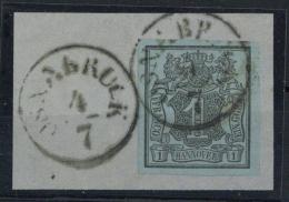 Hannover, Mi.Nr.1, 1850, 1 Ggr. Auf Blau, Vollrandig, K1 OSNABRÜCK 4/7", Pracht-Bfst." - Sonstige & Ohne Zuordnung