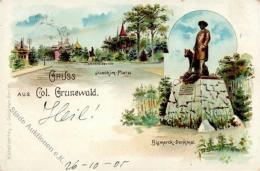 Grunewald (1000) Denkmal Bismarck Lithographie 1905 I-II (fleckig) - Sonstige & Ohne Zuordnung