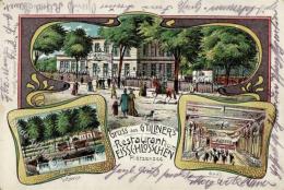 Berlin (1000) Gasthaus Eisschlösschen Plötzensee Lithographie I-II (Ecke Abgestossen) - Otros & Sin Clasificación