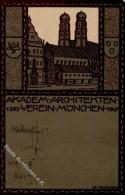 Studentika München (8000) Akad. Architekten Verein Sign. Thoas, K. Künstlerkarte 1907 I-II (fleckig) - Schulen