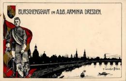 Studentika Dresden (O8000) Burschenschaft Im A.D.B. Arminia Sign. Wischer, F. Künstlerkarte 1906 I-II - Schulen