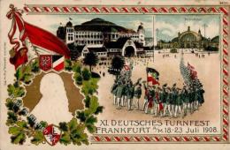 FRANKFURT/Main - XI. DEUTSCHES TURNFEST 1908 - Prägekarte I-II - Gymnastique