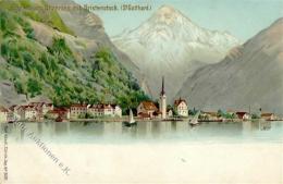 Berggesicht Fluelen Am Urnersee Mit Bristenstock Lithographie I-II - Autres & Non Classés