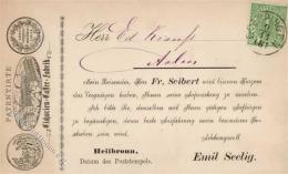 Vorläufer Heilbronn Sehr Frühe Vertreter Avis Karte Mit Ansicht Der Fa. Seelig Ca. 1873 Mit 1 Kr. Durchstochen - Unclassified