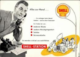 Tankstelle Shell Station Auto Telefon  Werbe AK I-II - Trains